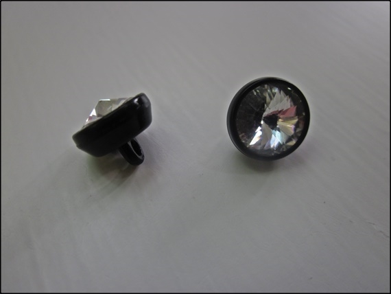 Button Swarovski Clear/Acrylic Black 10mm